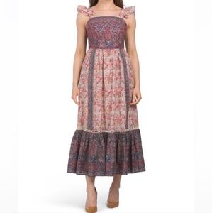 Haute Hippie Flutter Sleeve Ruffle Dress 6 Prairie Cottagecore NEW NWT